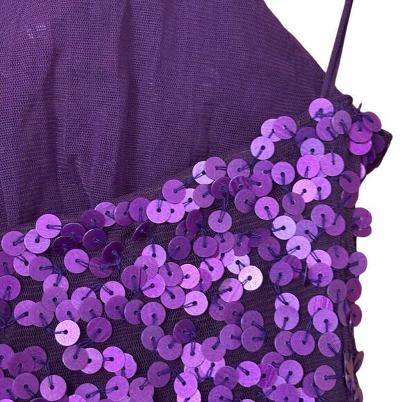 Cache Purple Sequined Halter Dress Stretch Bodycon Fully Lined size 4 - Picture 10 of 15